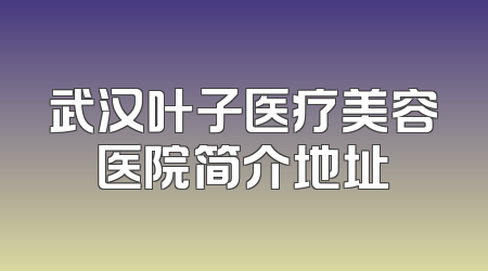 武汉叶子医疗美容医院简介地址