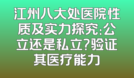 江州八大处医院性质及实力探究：公立还是私立？验证其医疗能力