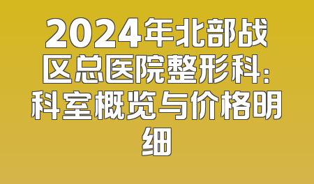 2024年北部战区总医院整形科：科室概览与价格明细