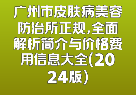 广州市皮肤病美容防治所正规，全面解析简介与价格费用信息大全（2024版）