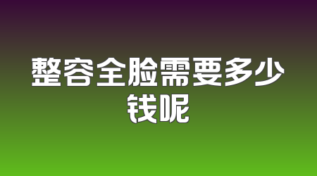 整容全脸需要多少钱呢