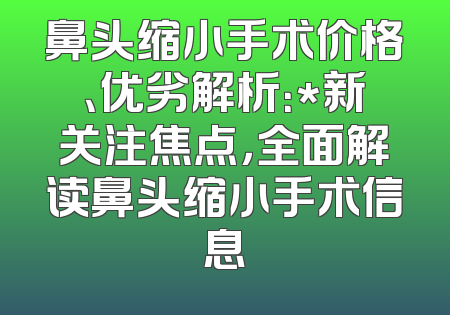 鼻头缩小手术价格、优劣解析：*新关注焦点，全面解读鼻头缩小手术信息