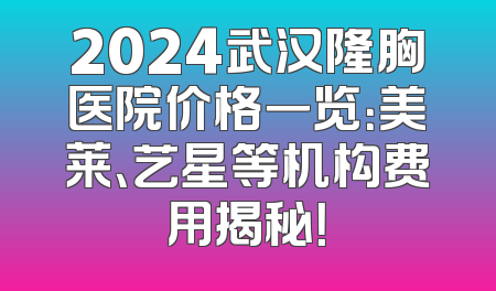 2024武汉隆胸医院价格一览：美莱、艺星等机构费用揭秘！