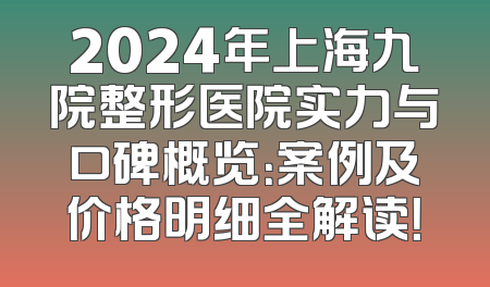 2024年上海九院整形医院实力与口碑概览：案例及价格明细全解读！
