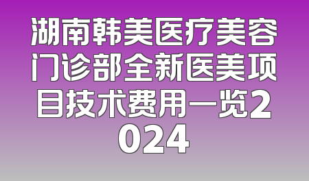 湖南韩美医疗美容门诊部全新医美项目技术费用一览2024