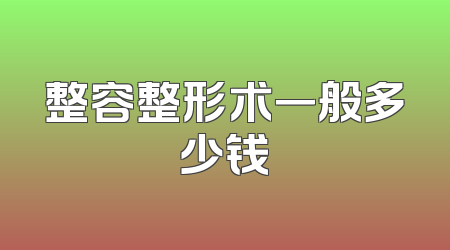 整容整形术一般多少钱