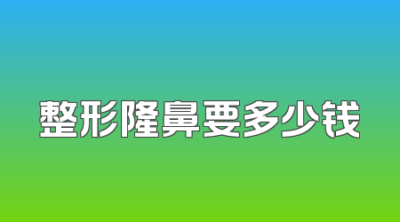 整形隆鼻要多少钱