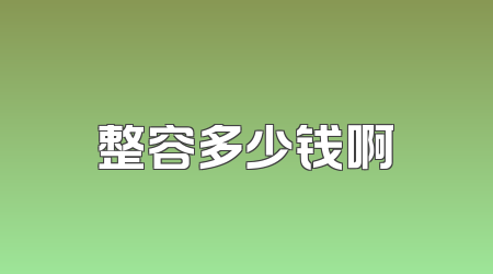 整容多少钱啊