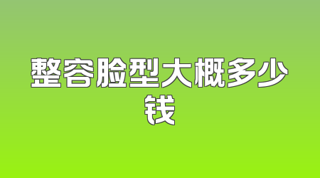 整容脸型大概多少钱