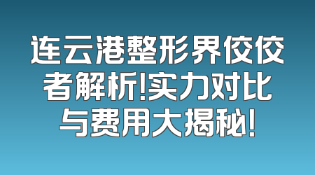 连云港整形界佼佼者解析！实力对比与费用大揭秘！