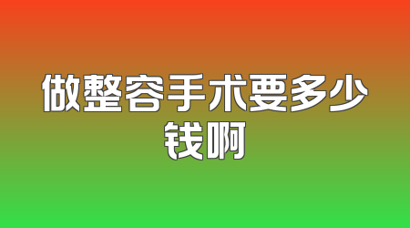 做整容手术要多少钱啊