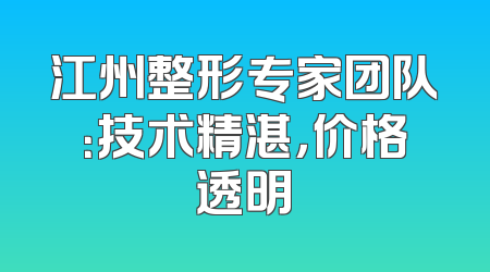 江州整形专家团队：技术精湛，价格透明