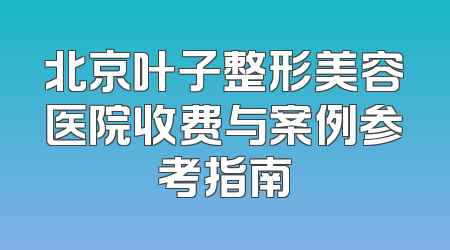 北京叶子整形美容医院收费与案例参考指南