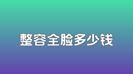 整容全脸多少钱