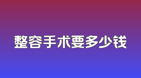 整容手术要多少钱