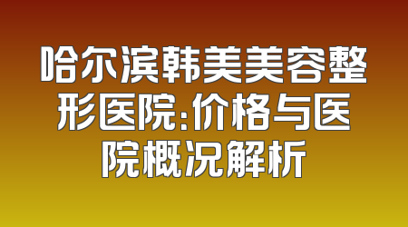 哈尔滨韩美美容整形医院：价格与医院概况解析