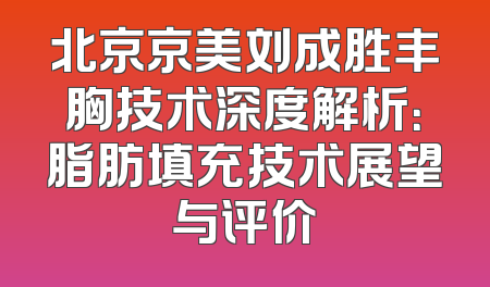 北京京美刘成胜丰胸技术深度解析：脂肪填充技术展望与评价