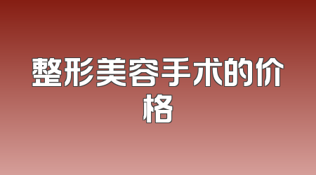 整形美容手术的价格