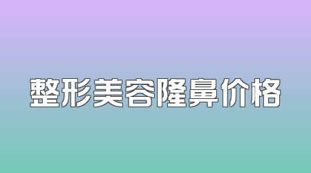 整形美容隆鼻价格