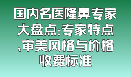 国内名医隆鼻专家大盘点：专家特点、审美风格与价格收费标准
