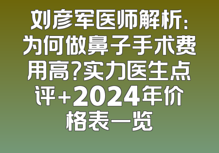刘彦军医师解析：为何做鼻子手术费用高？实力医生点评+2024年价格表一览