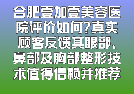 合肥壹加壹美容医院评价如何？真实顾客反馈其眼部、鼻部及胸部整形技术值得信赖并推荐