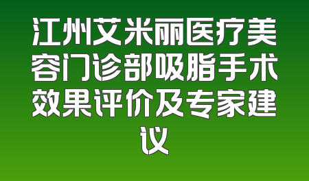 江州艾米丽医疗美容门诊部吸脂手术效果评价及专家建议