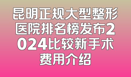 昆明正规大型整形医院排名榜发布2024比较新手术费用介绍