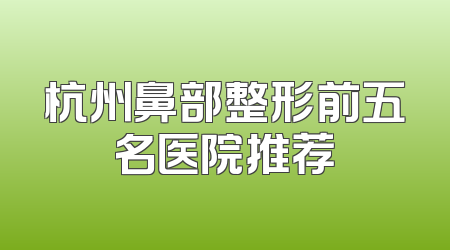 杭州鼻部整形前五名医院推荐