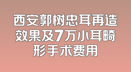 西安郭树忠耳再造效果及7万小耳畸形手术费用