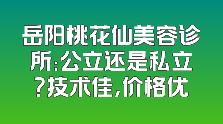 岳阳桃花仙美容诊所：公立还是私立？技术佳，价格优