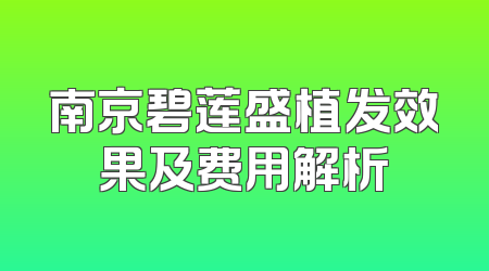 南京碧莲盛植发效果及费用解析