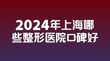 2024年上海哪些整形医院口碑好