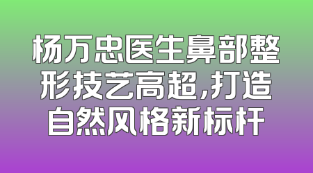 杨万忠医生鼻部整形技艺高超，打造自然风格新标杆