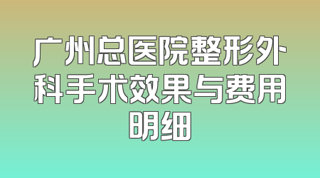 广州总医院整形外科手术效果与费用明细
