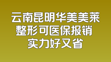 云南昆明华美美莱整形可医保报销 实力好又省