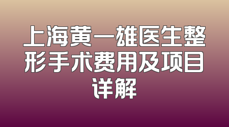 上海黄一雄医生整形手术费用及项目详解