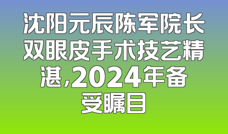 沈阳元辰陈军院长双眼皮手术技艺精湛，2024年备受瞩目
