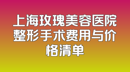 上海玫瑰美容医院整形手术费用与价格清单