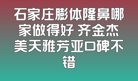 石家庄膨体隆鼻哪家做得好 齐金杰美天雅芳亚口碑不错