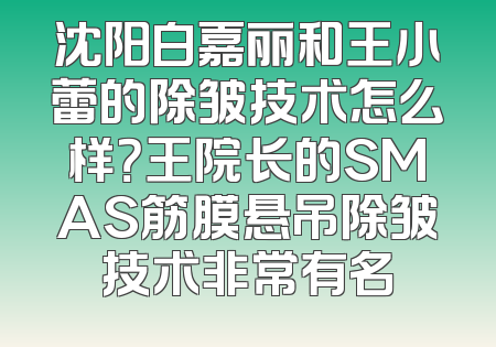沈阳白嘉丽和王小蕾的除皱技术怎么样？王院长的SMAS筋膜悬吊除皱技术非常有名