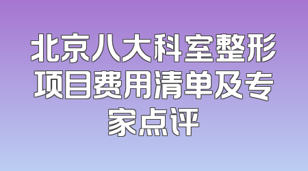北京八大科室整形项目费用清单及专家点评