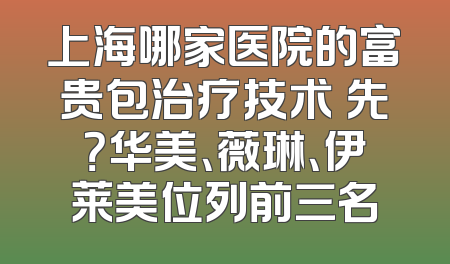 上海哪家医院的富贵包治疗技术領先？华美、薇琳、伊莱美位列前三名