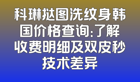 科琳挞图洗纹身韩国价格查询：了解收费明细及双皮秒技术差异