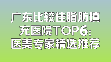 广东比较佳脂肪填充医院TOP6：医美专家精选推荐