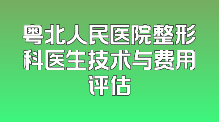 粤北人民医院整形科医生技术与费用评估
