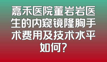 嘉禾医院董岩岩医生的内窥镜隆胸手术费用及技术水平如何？