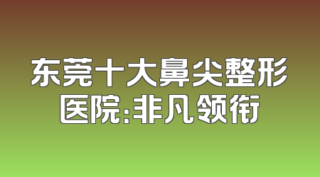 东莞十大鼻尖整形医院：非凡领衔