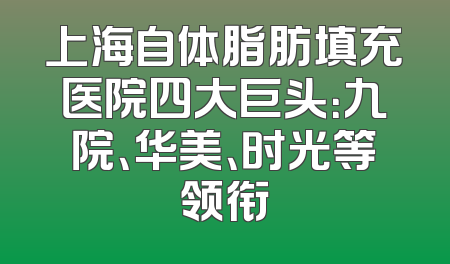上海自体脂肪填充医院四大巨头：九院、华美、时光等领衔