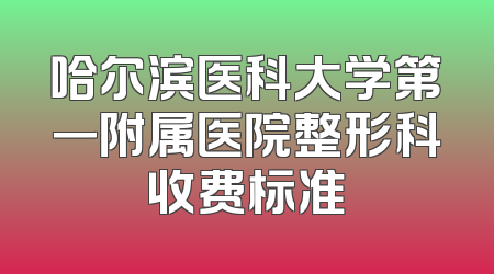 哈尔滨医科大学第一附属医院整形科收费标准